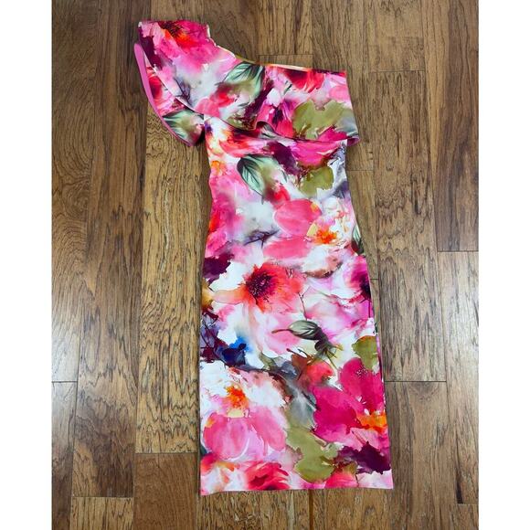 B71 Chiara Boni Dress Floral Womens Small One Shoulder Swiftie Midnights Chic - Picture 1 of 7